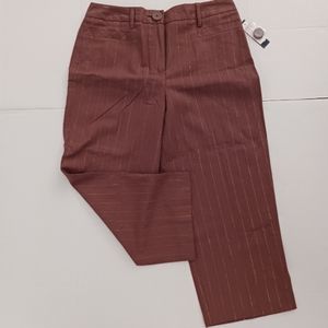 Larry Levine SPT Women's Cropped Brown  Linen Blend Pants Size 12 Zip Up…